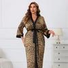 Pajamas for Women Spring Autumn Korean Cardigan Long Sleeved Sexy Leopard Print Home Clothing Set Milk Silk Pajamas for Women