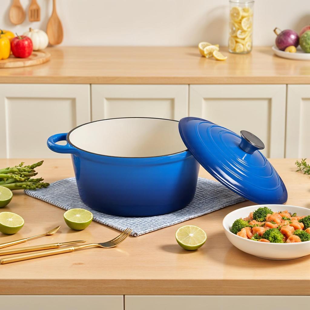 5 Liters of Blue Enamel Cast Iron Cooking Pot