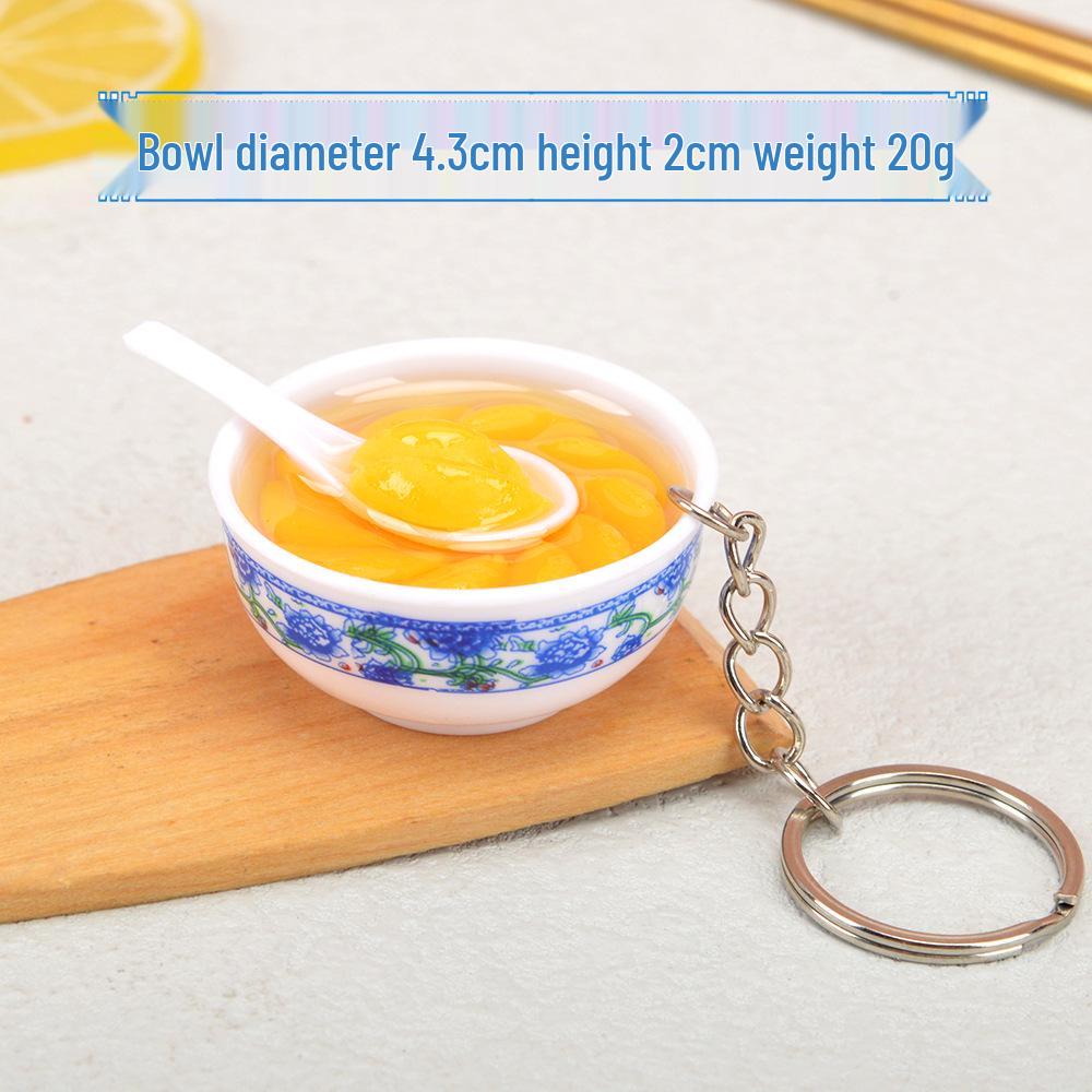 Chinese-Style Edible Toy Keychain: 4cm Simulation Food Bowl Pendant Gift