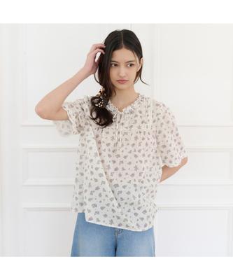 THURSDAY ISLAND Flower Pattern Tassel Blouse_T264Mbl255W