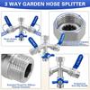 Heavy Duty 304 Stainless Steel Hose Splitter with Shut-off Valves,Full Flow Garden Water Hose Bib Spigot Splitter,3/4'' Thread Outdoor Faucet Splitter