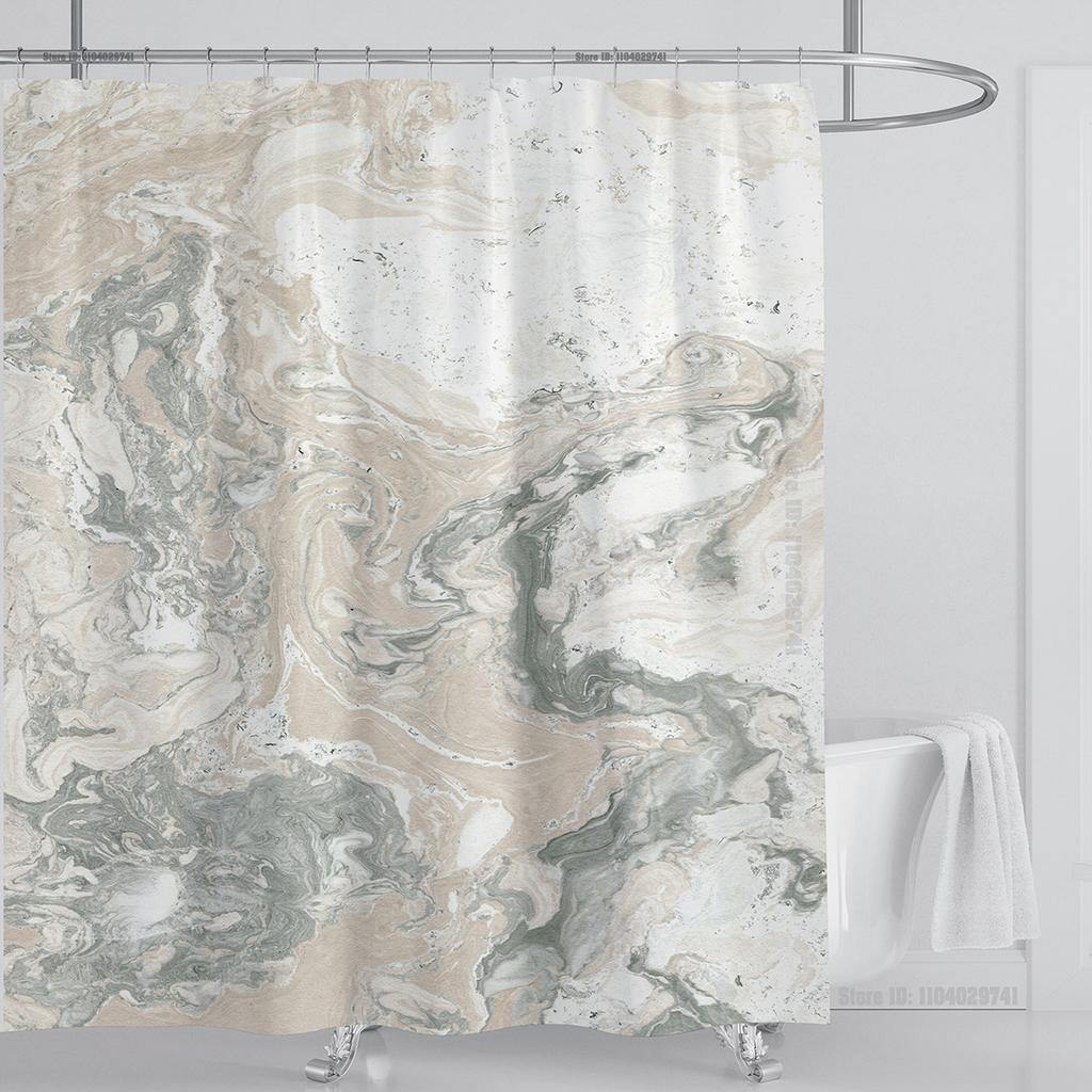 Marmor Wasserdichter Duschvorhang Wasserdichter Duschvorhang für Badezimmerdekor Bedruckter Waschbarer Duschvorhang mit Haken