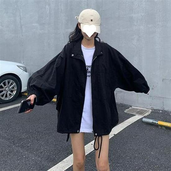 2025 Women's Harajuku BF Style Windbreaker: Versatile Korean Long Sleeve Jacket