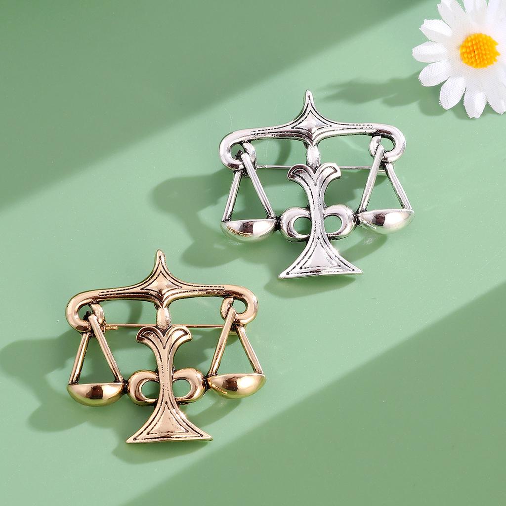 Trendy Metal Libra Brooches for Women Unisex Creative Pins Casual Party Jewelry Accessories Gifts Decoration
