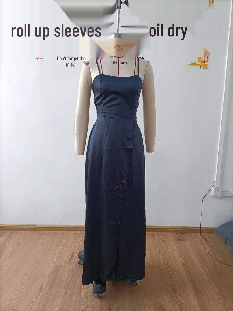 2025 Dlouhé zeštíhlující šaty pro družičky s odhalenými rameny - Jednobarevné evropské a americké večerní módy