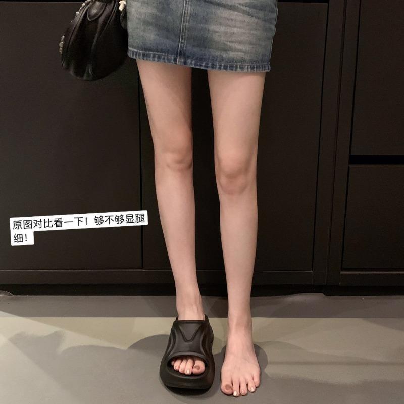 Midsummer~ One Word with Casual Thick-soled Heightening Slippers Sandals for Women To Wear Outside Summer