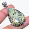 Natural Tibetan Turquoise Gemstone 925 Sterling Silver Pendant 2.01" AP-14727