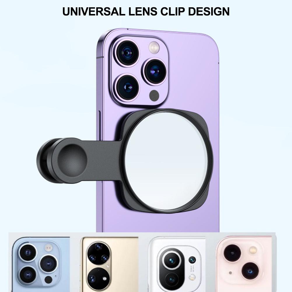 Universal Phone Rear Camera Selfie Mirror for Smartphones HD Reflection Clip-on Attachment Photography Accessory with Storage Case