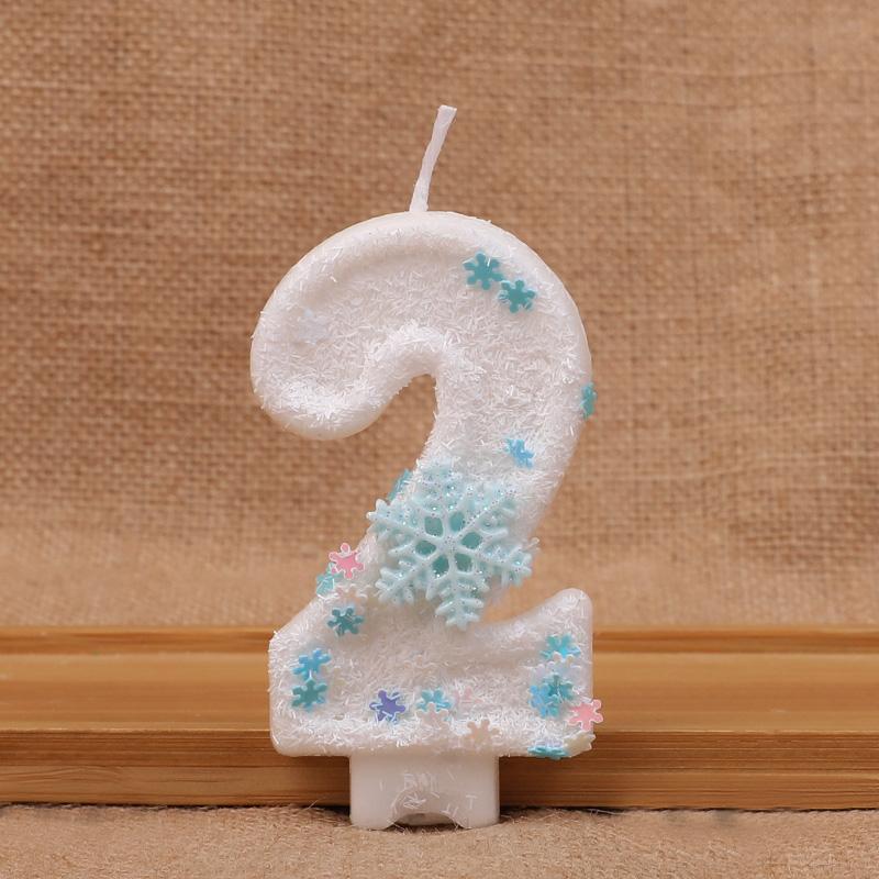 Glitter Snowflake Number Candles Kids Girls Frozen Birthday Party Cake Topper Decoration Supplies 0-9 Digital Baby Shower Gift