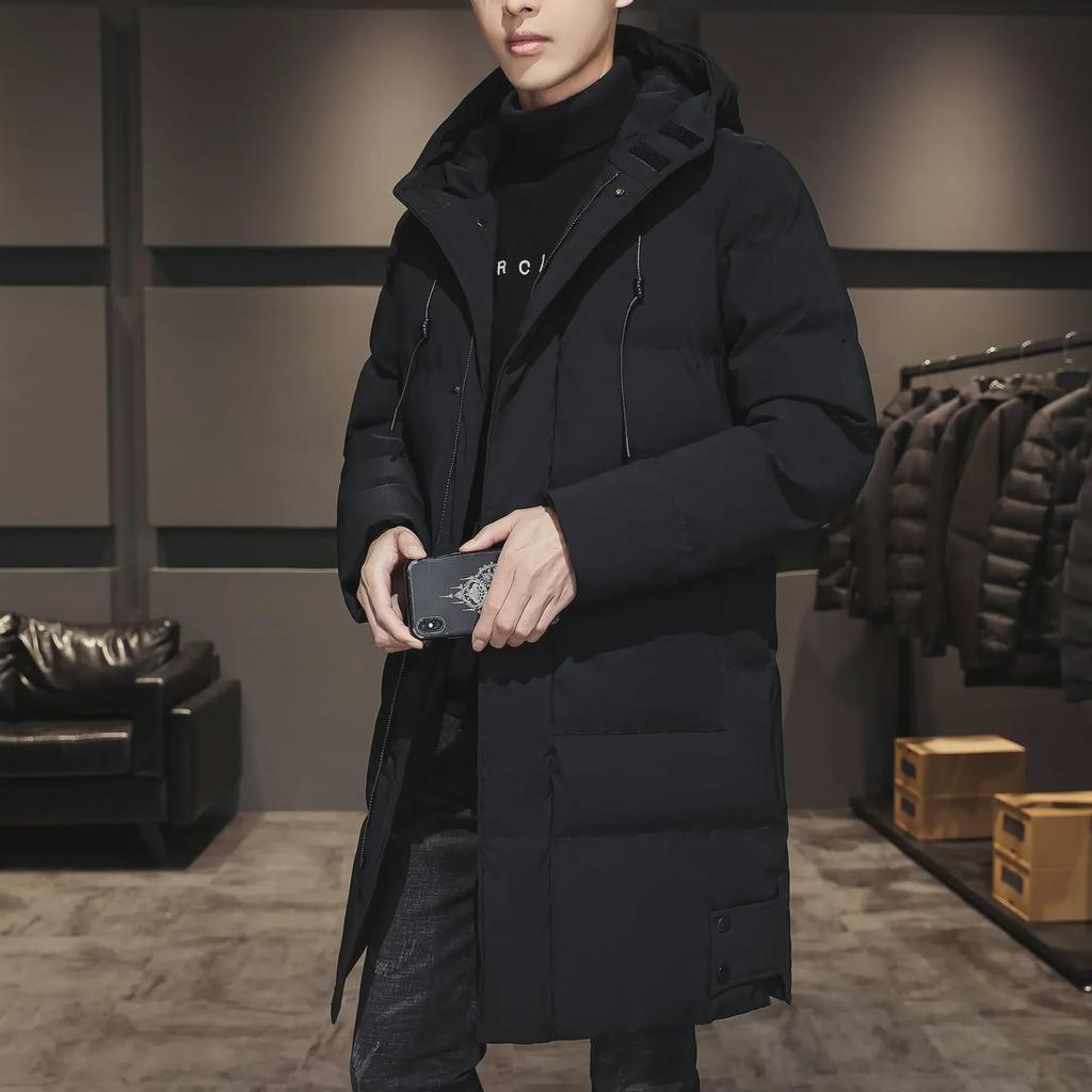 2023 Men's Thickened Mid-Length Korean Style Winter Cotton Coat - Trendy and Warm