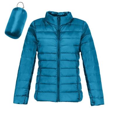 Solid Color Women Casual Lightweight Down Coat Fashion Outerwear Short Jacket Long Sleeved Round Neck
