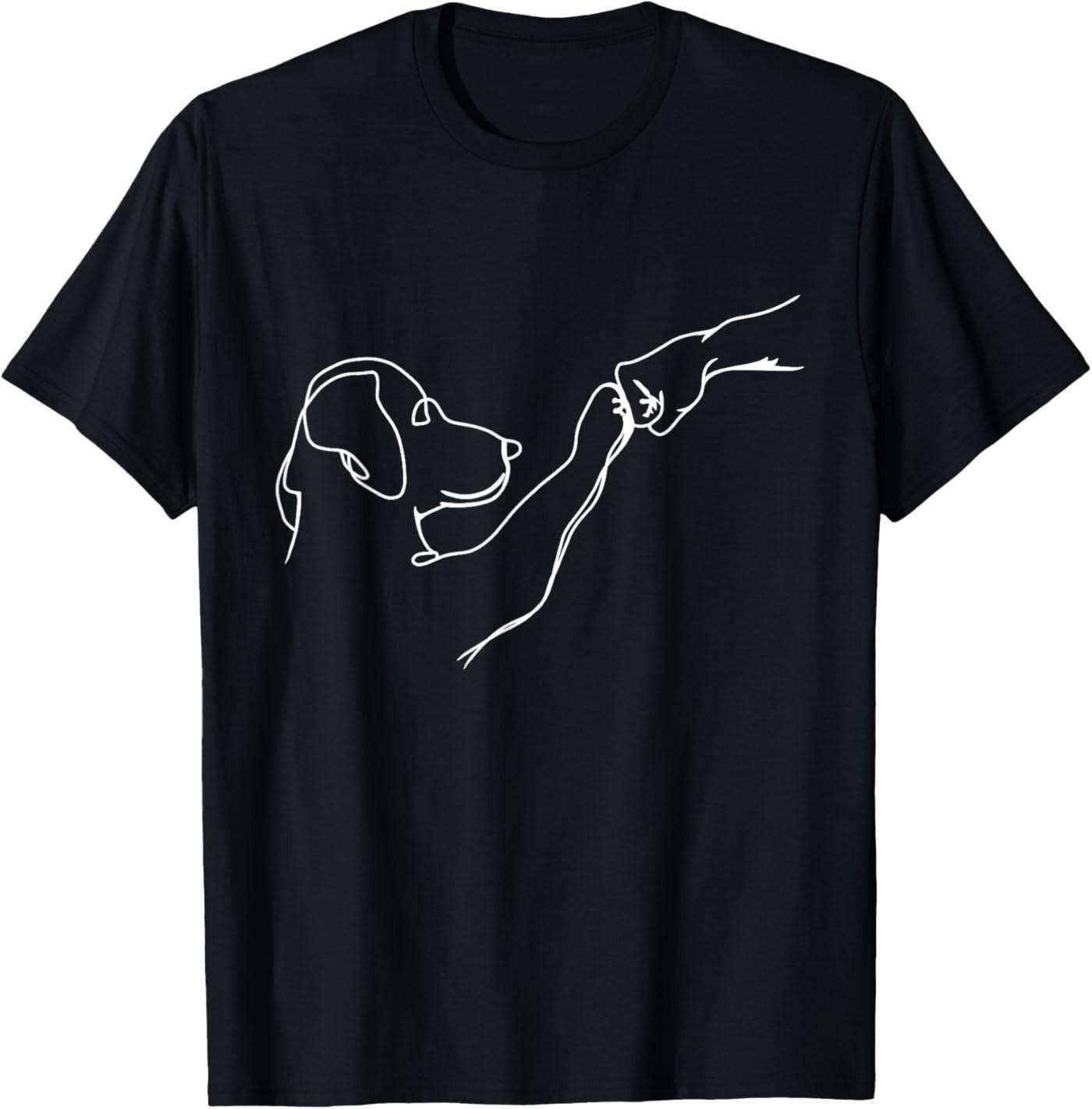 Dog and People Punch Hand Dog Man Friendship Bump Dog s Paw T-Shirt 3XL