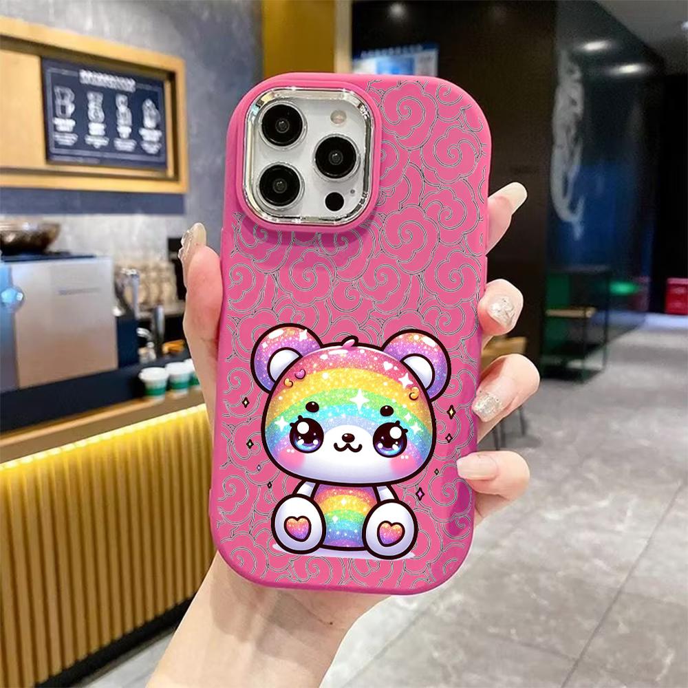 Phone Case: 2D Flat Design Suitable for iPhone 18 17 16 15 14 13 Pro Protective Case, Couple Style, Rainbow Panda, Christmas and Halloween Gift