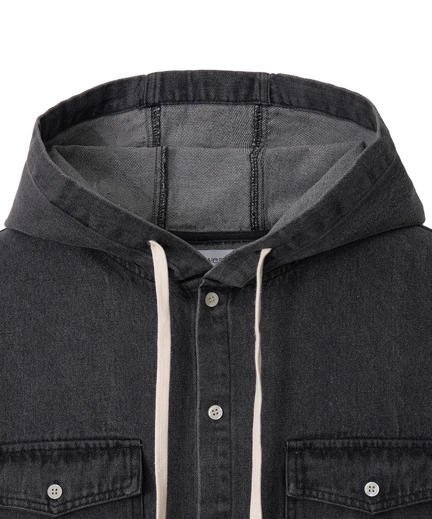 HOOVES Washed Denim Hoodie [Black]