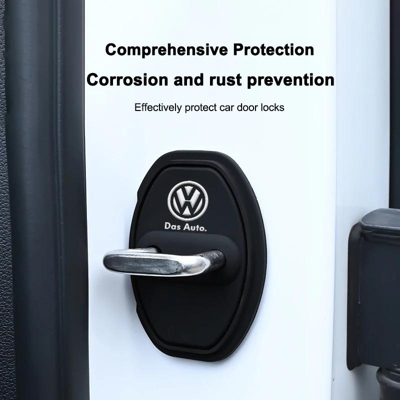 T244pcs Silicone Car Door Lock Cover For Volkswagen VW Scirocco Beetle CC Touareg Golf R Touran Polo T-ROC GTD Interior Accessorie