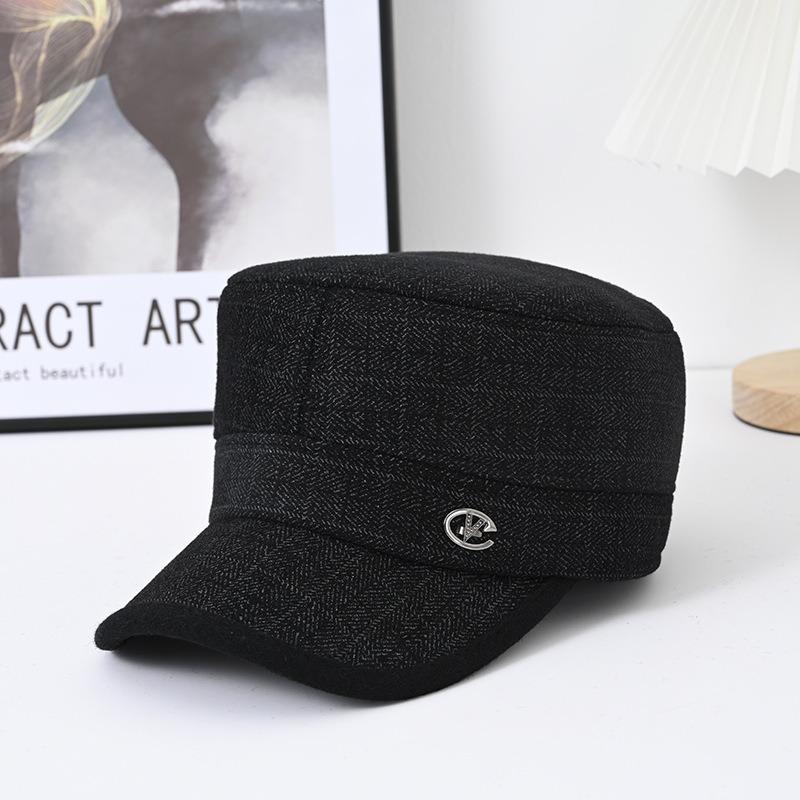 

Мужская флисовая теплая шляпа с плоским верхом, зимняя, для папы, дедушки, ветрозащитная и холодная, шерстяная, с защитой ушей, хлопковая шапка Adjustable - Fleece