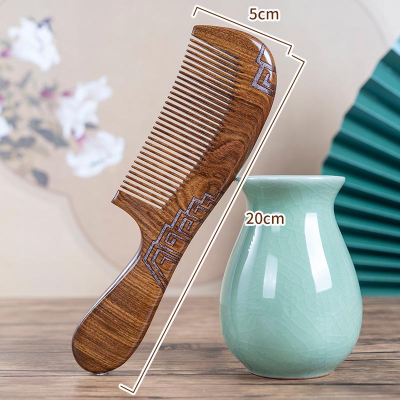 

Sandalwood comb, carved gold sandalwood handle comb, albizia comb