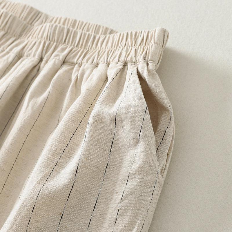 2025 Spring and Summer New Niche Design Japanese and Korean Style Elastic Waist Nine-point Wide-leg Pants Women's Literary Temperament Casual Pants