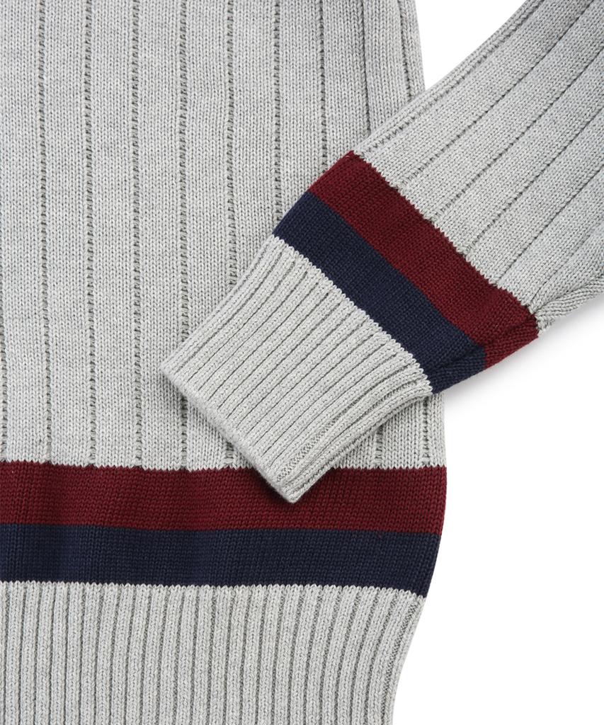 BROOKS BROTHERS Cotton Tennis V-Neck Sweater (Grey) (Bbwtmf8474Wes)