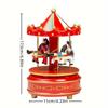 Charming Carousel Music BoxFestive Red/Golden with 3D Horses, Ideal for Holiday Decor  Gifts, Battery Free, Perfect for Living Room Display
