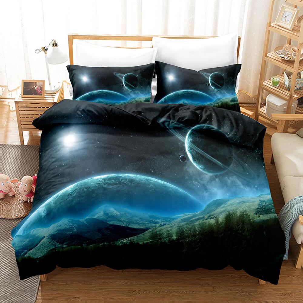 3D Digital, Planet, Space, Earth, Bedding Four-Piece Three-Piece Set Of Sheets