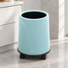 Large Cylindrical Waste Bin with Caster Wheels Sturdy Open-Top