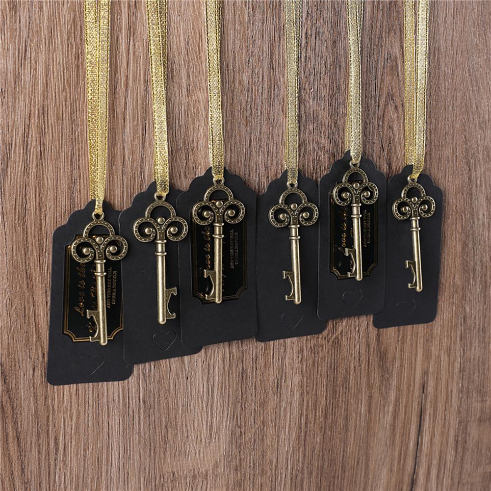 50pcs Vintage Key Bottle Opener Pendant With Escort Card Tags Ribbon Party Favors For Wedding Patty Decoration