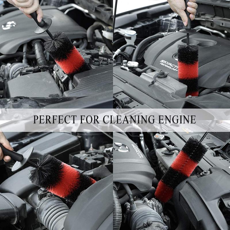 Car Wheel Cleaning Brush Long Handle Blue Black Red Car Wheel Rim Hub Cleaning Brush Tire Detail Brush Auto Motorcycle Wash Tool