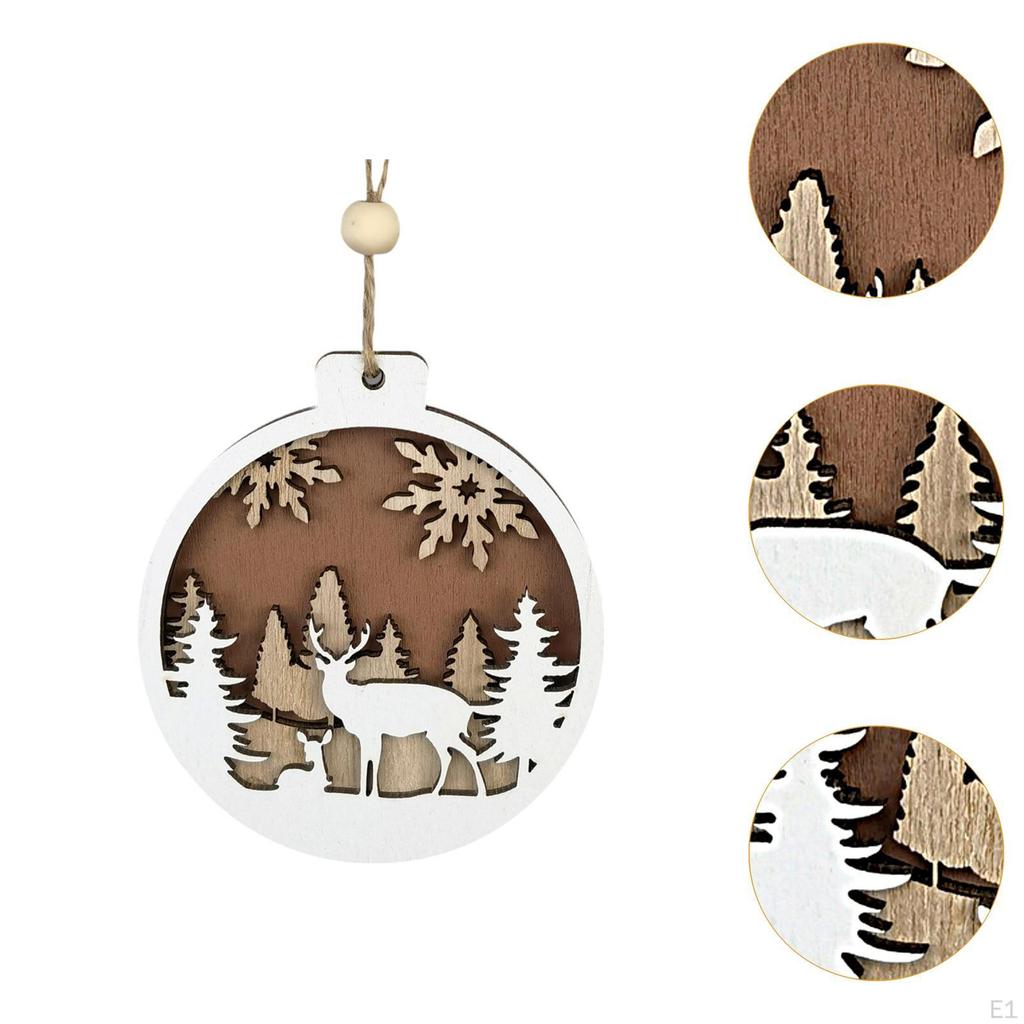 Xmas Front Door Wood Pendant Christmas Tree Ornament Wooden Sign for Holiday Party Home