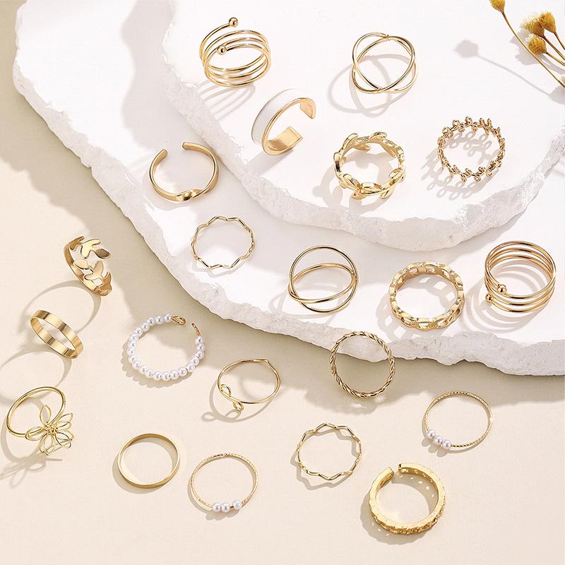 

Hot Sale Alloy Ring Set Irregular Opening Vegetarian Ring Index Finger Ring Environmental Protection Ring Female