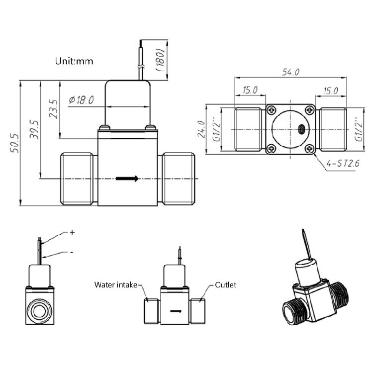 DC 4.5V 1/2" Electric Solenoid for Valve Brass Solenoid for Valve Water Flow