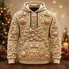 Men Unisex 3D Print Hoodie Embossed Style Deer Christmas Ornament Pullover Long Sleeve Casual Holiday Sweatshirt Winter Top