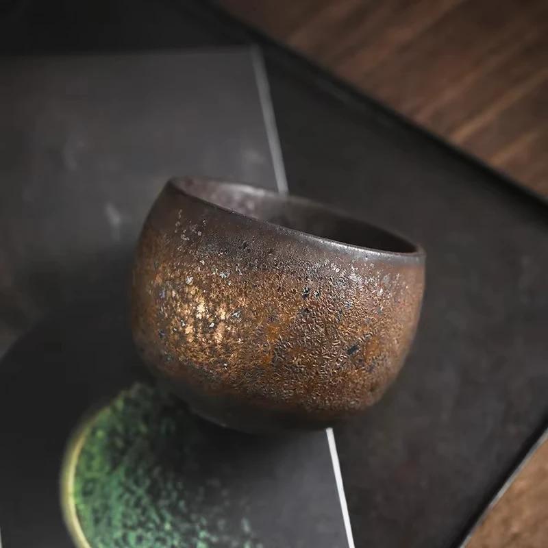 Single Ceramic Kung Fu Tea Cup Single Personality Japanese Household Cup Single Tea Retro Japanese Stone Pottery Kung Fu