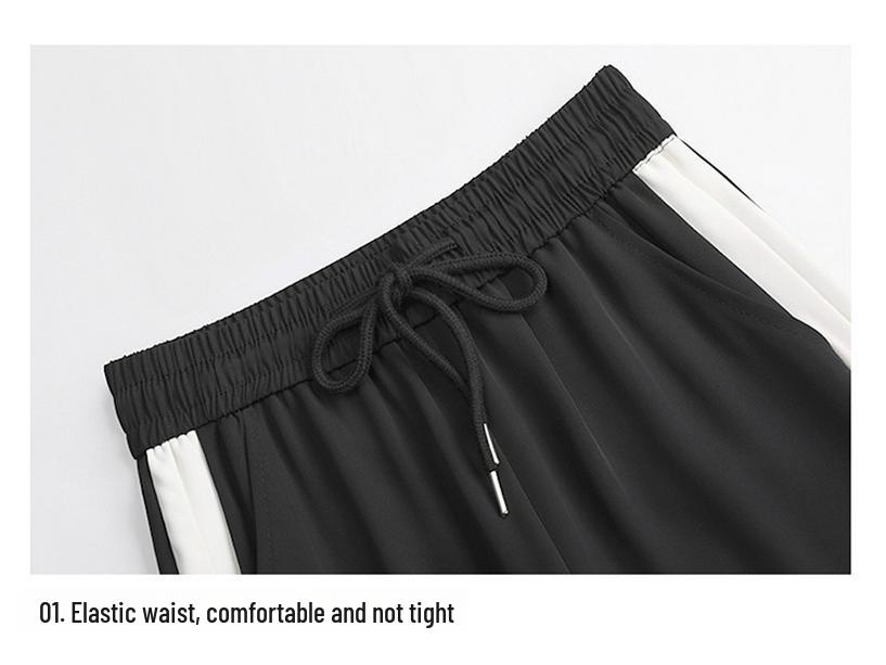 Women's Summer Contrast Wide-Leg Sweatpants - New 2025 Style, Small Size