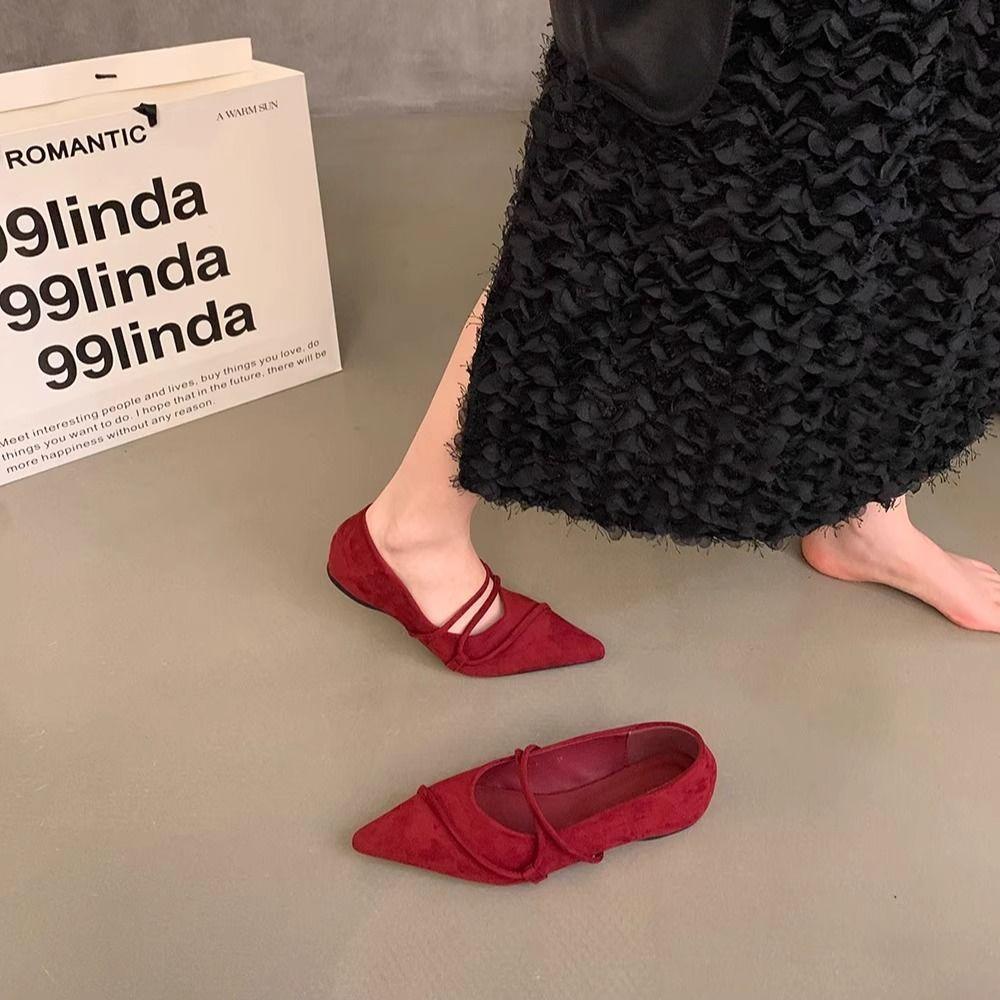 Elegante High-End unregelmäßige dünne Riemchen spitze Wildleder Single Shoes Frühling und Herbst dünne Mary Jane Schuhe