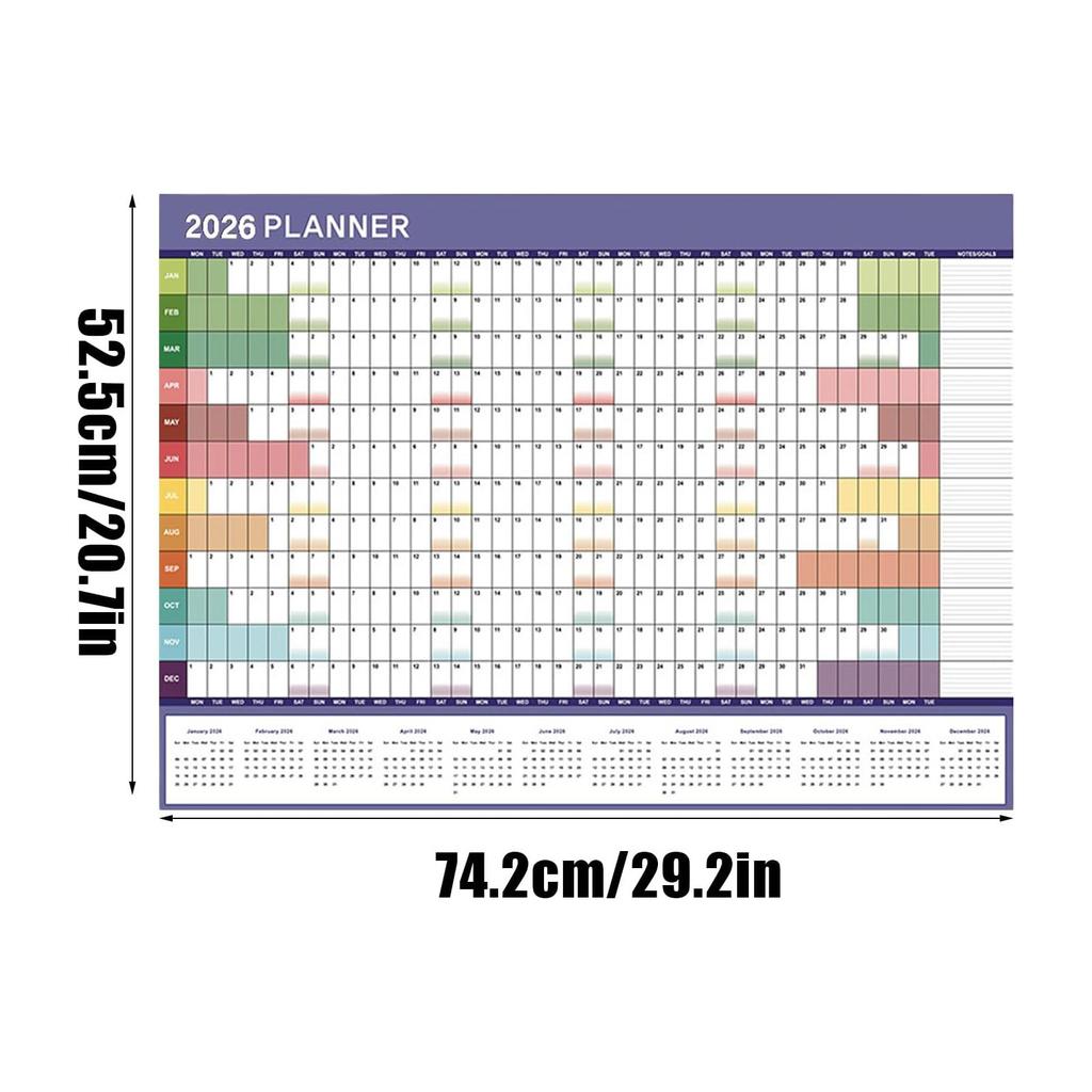 2025/2026 Yearly Wall Calendar Annual Planner Home Decoration Desk Accessories Schedule Organizer 12 Months 365 Days Calendar