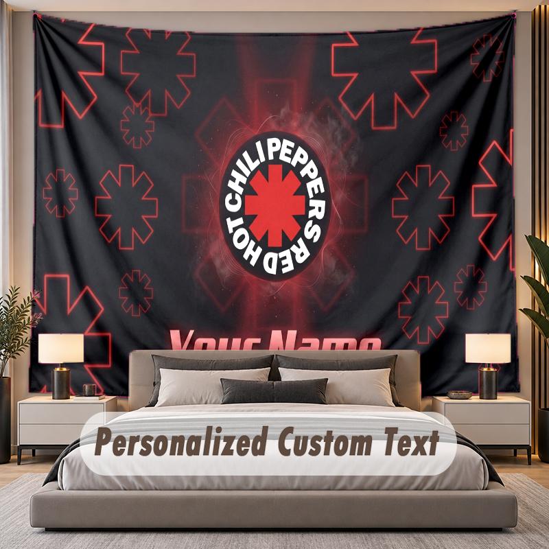 Custom Name Text Tapestry Red Hot Chili Peppers Personalized Polyester Wall Tapestry For Bedroom And Room