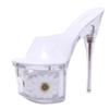 Fashion Big Size Sexy High Heel Shoes Sunflower Thick Heel Thin Heel Platform Sandals Transparent Crystal Shoes Wedding Shoes Feast