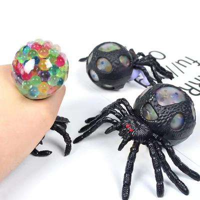 Colorful Beads Spider Squeeze Toy Anxiety Stress Relief Fake Spider Pinch Sensory Toy Kids Teens Adults Soft TPR Stress Ball Animal Fidget Toy