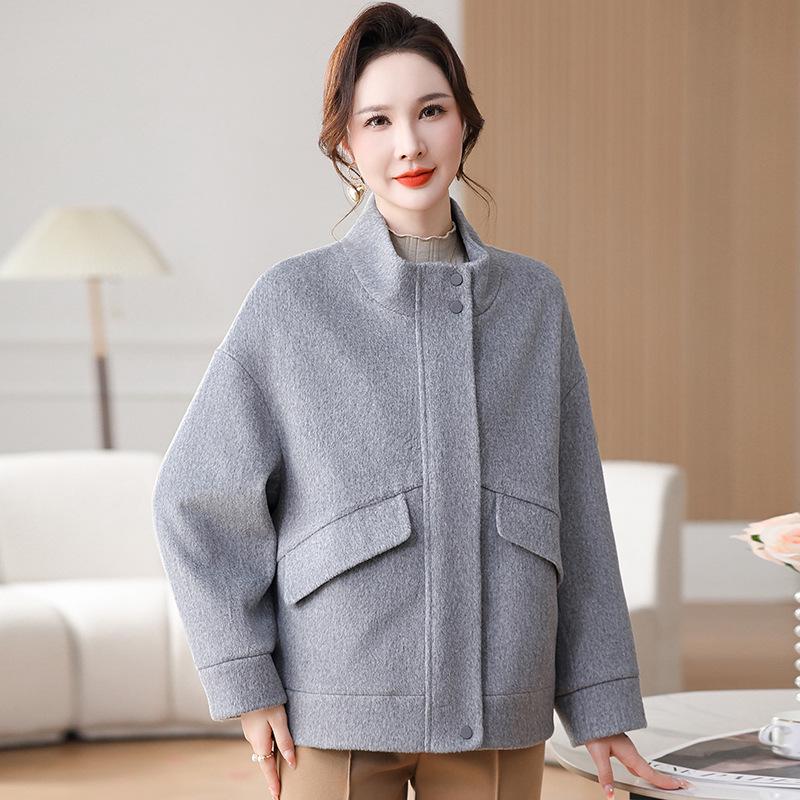

2026 Spring & Autumn Casual Woolen Coat for Middle-aged & Elderly Women 2XL [Recommended 120-135 lbs] серый