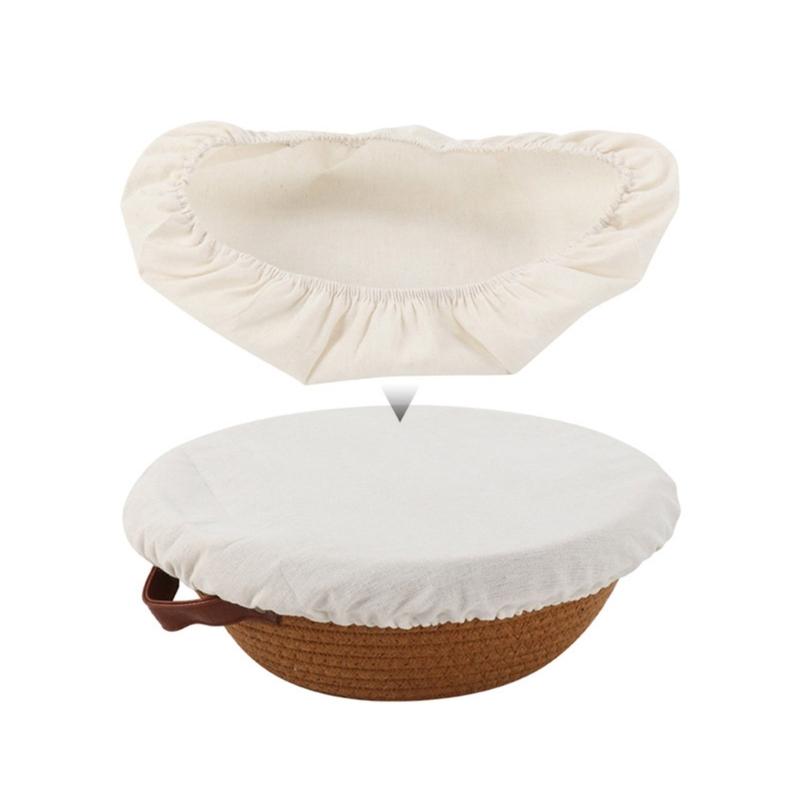 Cotton Bread Bowl Covers Set of 4 Washable Sturdy Linen Fabric Lid for Sourdough Proofing and Kitchen Storage