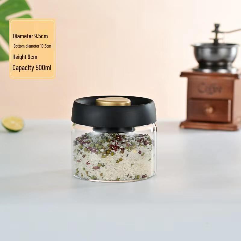 Vacuum-Sealed High Borosilicate Glass Jar for Coffee, Grains & Freshness Preservation