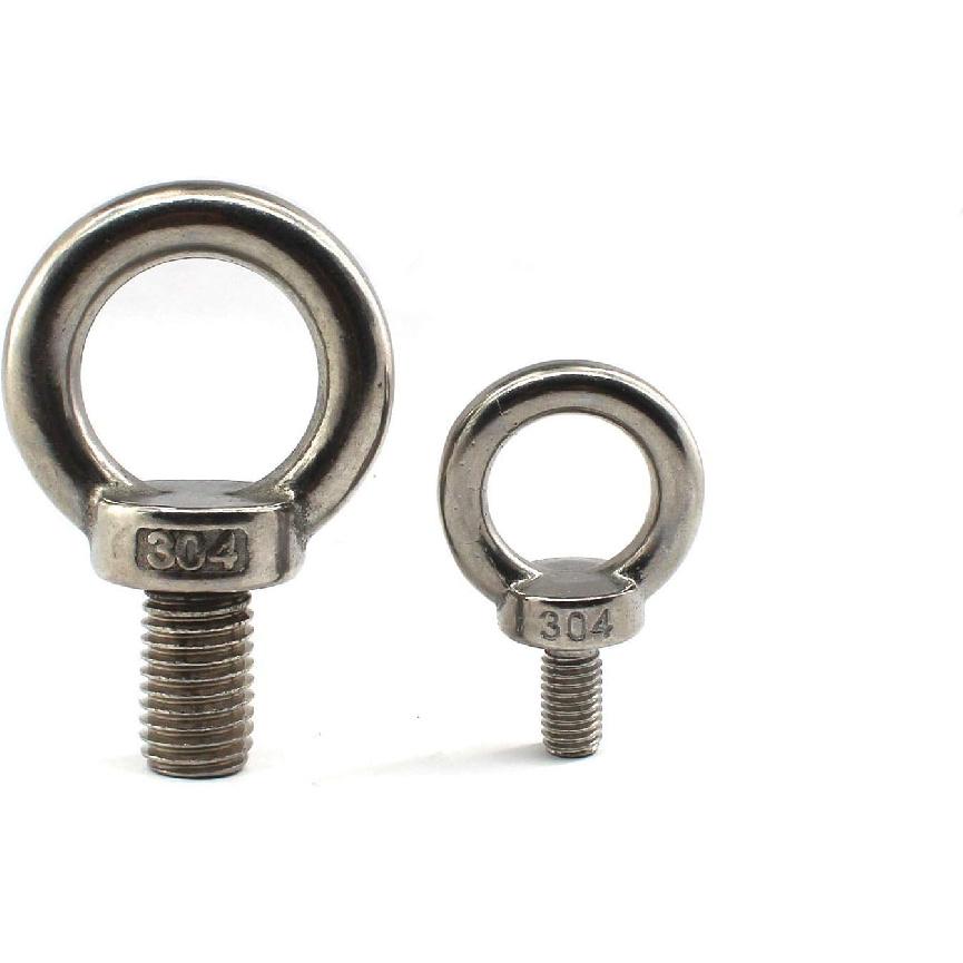 304 Stainless Steel M12 Lifting Rigging Eyebolt Ring Shaped with Lengthened Thread(40mm) Pack of 4 Pcs