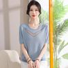 2026 New Ice Silk Short-Sleeve T-shirt for Middle-Aged and Elderly Women - Stylish Summer Age-Reducing Top