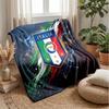 Italy Football Printed Flannel Blanket Skin Friendly Warm Decorative Throw for Indoor Couch Bed Daily Use