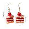 Lovely Strawberry Cake Earrings for Girls Handmade Food Shaped Ear Ornament