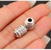 Ethnic-Style Sterling Silver S999 Fu Character Spacer Beads: Retro Barrel Ruyi Beads for DIY Lucky Silver Jewelry
