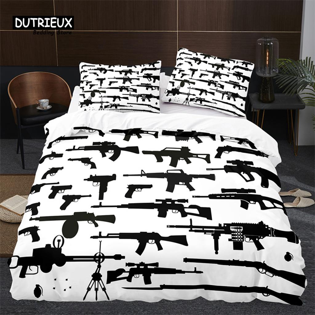 American Flag Comforter Cover Queen Army Guns Military Bedding Set Full King For Boys Teen Man Stars Stripe Usa Flag Duvet Cover