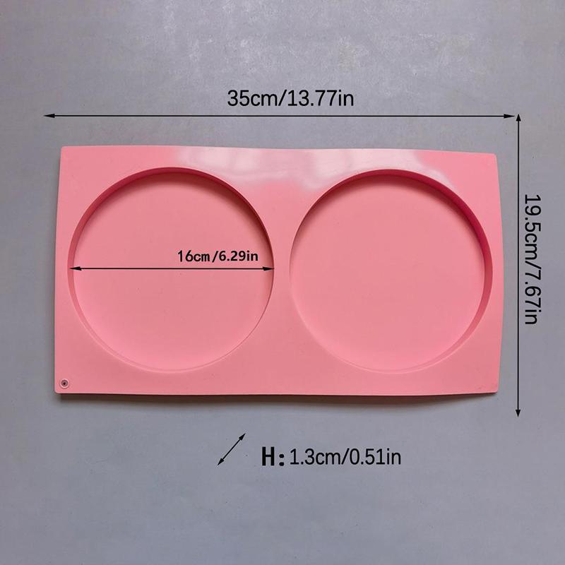 Pink 2-Hole Circular Cake Silicone Mold Flat Tube Chocolate Dessert Kitchen Baking Mold