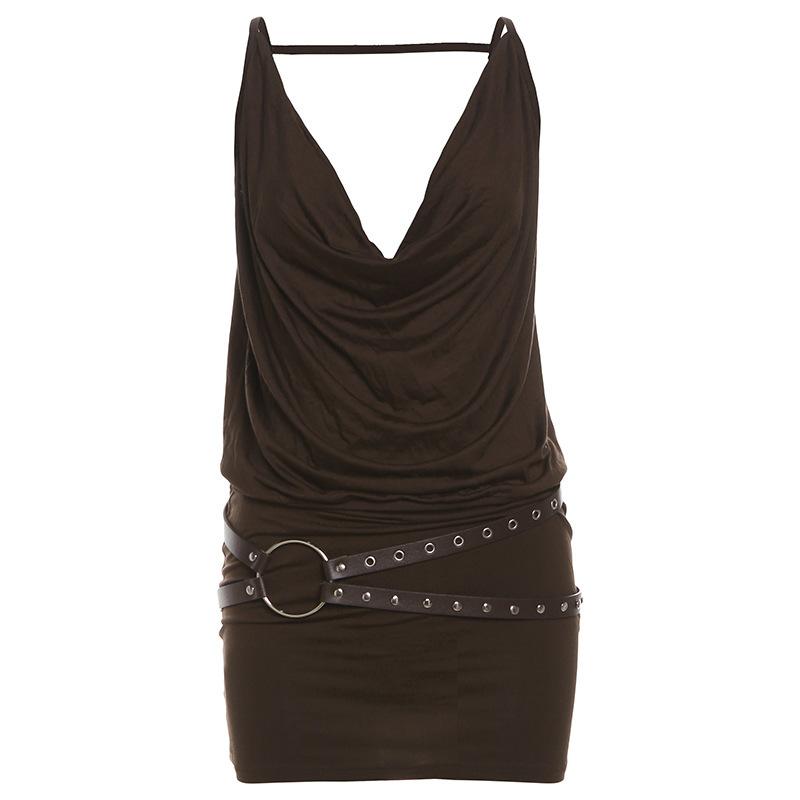 2026WISH European and American women's clothing summer new solid color sexy sleeveless V-neck high waist hip-wrapped dress women